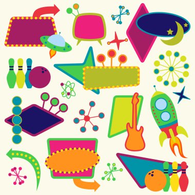 1950'lerde vektör kümesi veya Retro temalı işaretleri