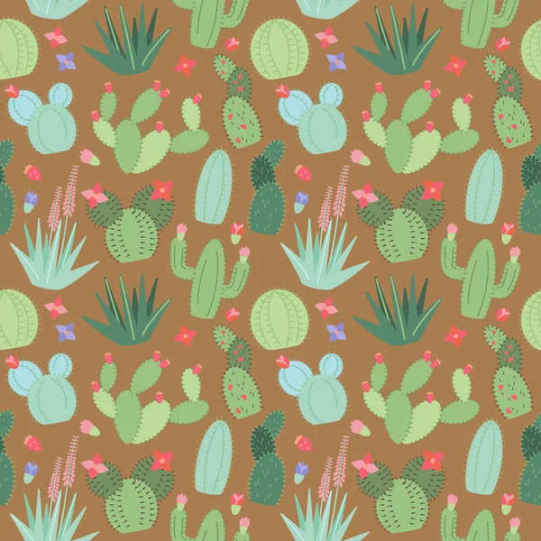 Kaktüs ve Succulents kesintisiz, Tileable vektör arka plan