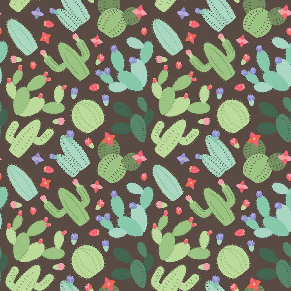 선인장과 Succulents, Tileable 원활한 벡터 배경 — 스톡 벡터