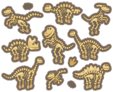 Vector Collection of Dinosaur Fossils or Bones clipart
