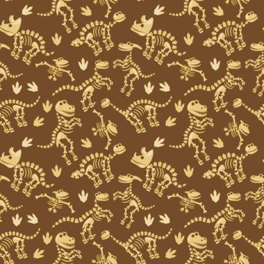 Dinazor kemikleri ve fosiller ile kesintisiz, Tileable vektör desen