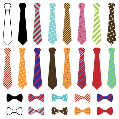 Set of Vector Ties and Bow Ties clipart