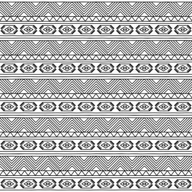 siyah-beyaz doodle tarzı sorunsuz tileable aşiret desen