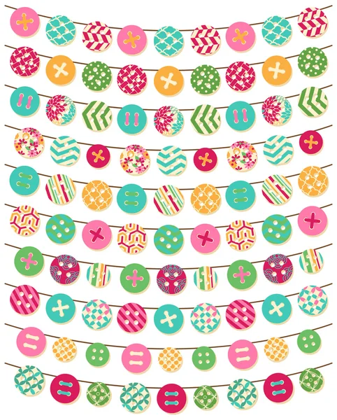 Collezione vettoriale di Button Bunting nei modelli luminosi — Vettoriale Stock