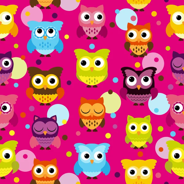 Seamless and Tileable Vector Owl Background Pattern — Stock Vector