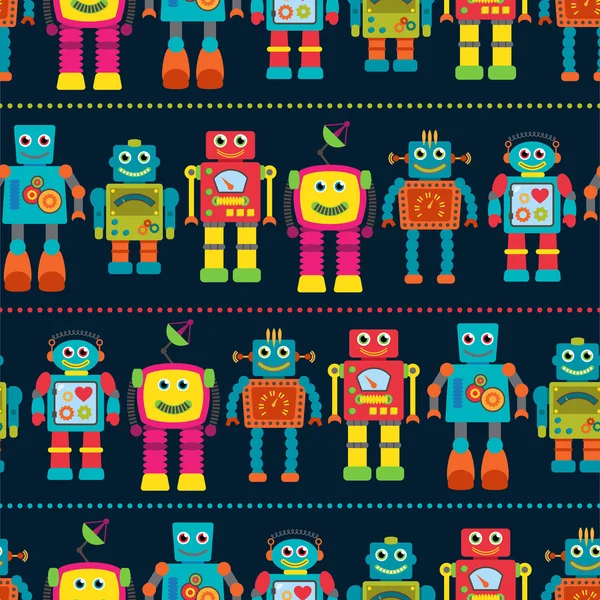 Бесшовный Tileable Vector Background Pattern with Cute Robots — стоковый вектор