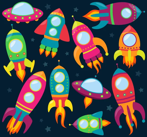 Collection vectorielle de fusées de dessins animés — Image vectorielle