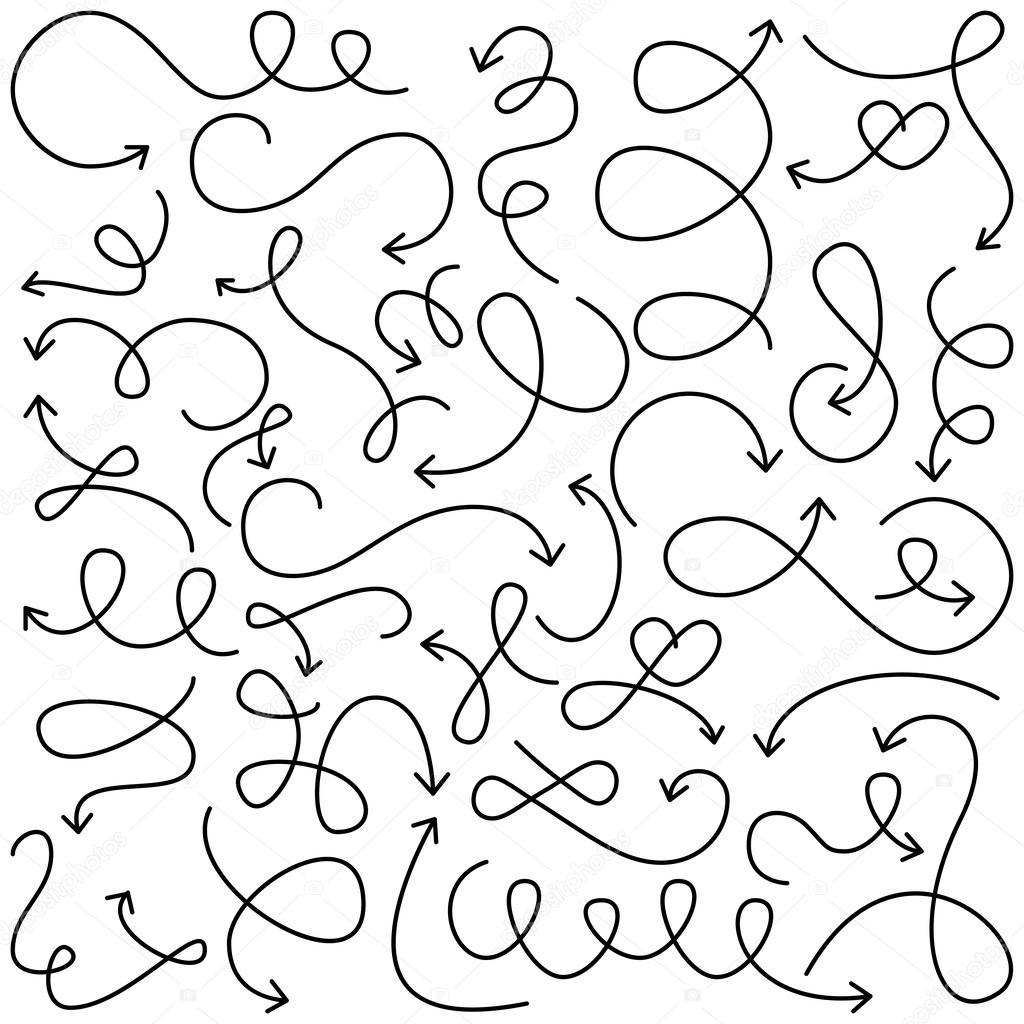 Vector Collection of Doodled Squiggly Arrows