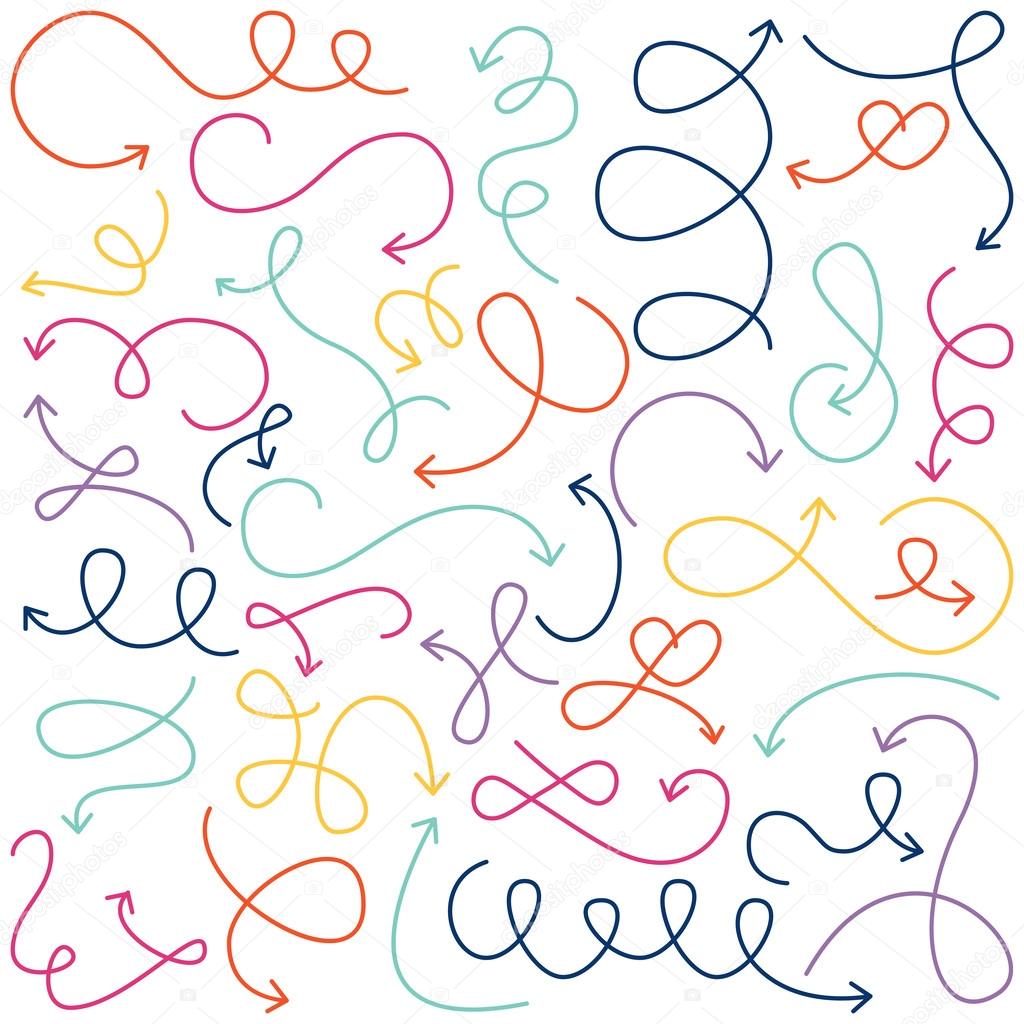 Vector Collection of Doodled Squiggly Arrows