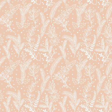 Sorunsuz Tileable Noel tatil çiçek arka plan deseni - vektör çizim