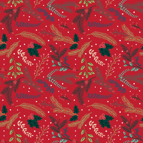 ベクトル イラスト - シームレスなタイル クリスマス休日花の背景パターン — ストックベクタ