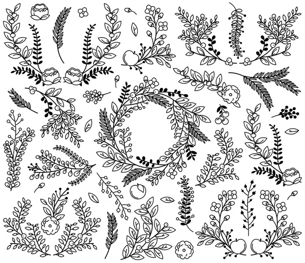 Collection vectorielle de fleurs dessinées à la main de style vintage - Idéal pour les mariages et autres célébrations — Image vectorielle