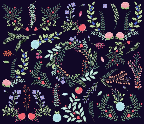 Collection vectorielle de fleurs dessinées à la main de style vintage - Idéal pour les mariages et autres célébrations — Image vectorielle