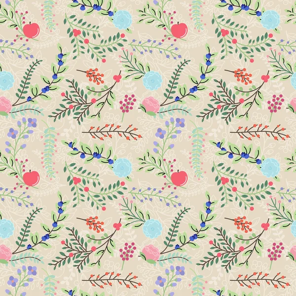 Seamless Tileable Vintage Floral Background Pattern - Vector Illustration — Stock Vector