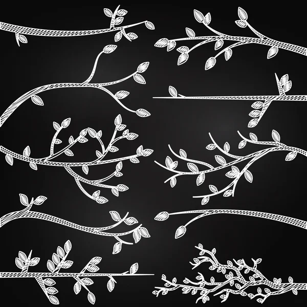 Siluetas de rama de árbol de estilo pizarra — Archivo Imágenes Vectoriales