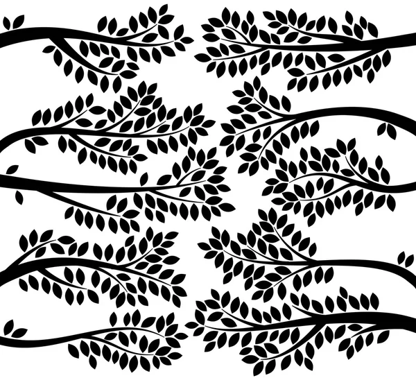 Colección vectorial de siluetas de rama de árbol de hoja — Vector de stock