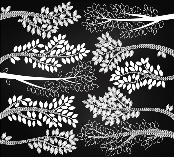 Vector Collection of Chalkboard Leafy Tree Branch Silhouette — стоковый вектор