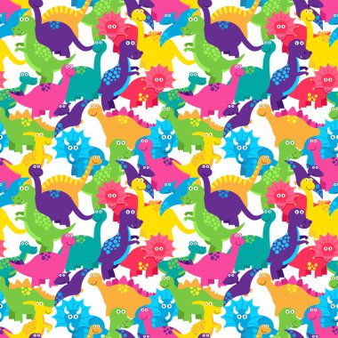 Dinozor sorunsuz Tileable vektör arka plan deseni