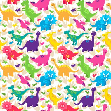Dinozor sorunsuz Tileable vektör arka plan deseni