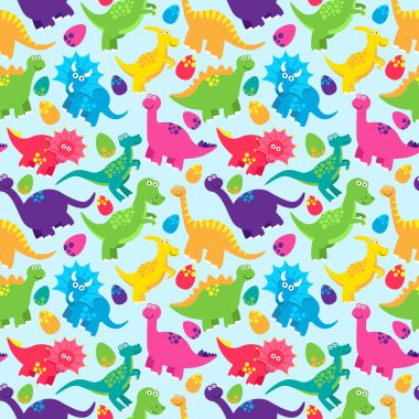 Dinozor sorunsuz Tileable vektör arka plan deseni