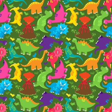 Dinozor sorunsuz Tileable vektör arka plan deseni