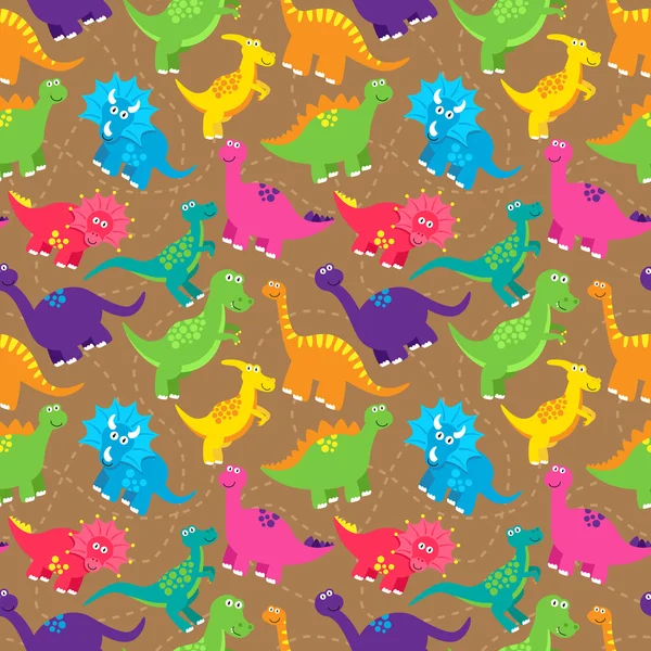 Dinossauro sem costura Tileable vetor fundo padrão — Vetor de Stock