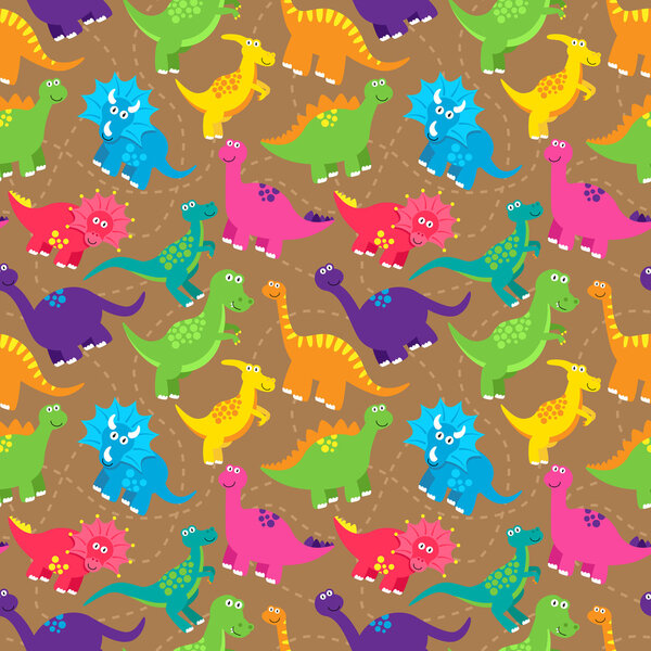 Dinosaur Seamless Tileable Vector Background Pattern