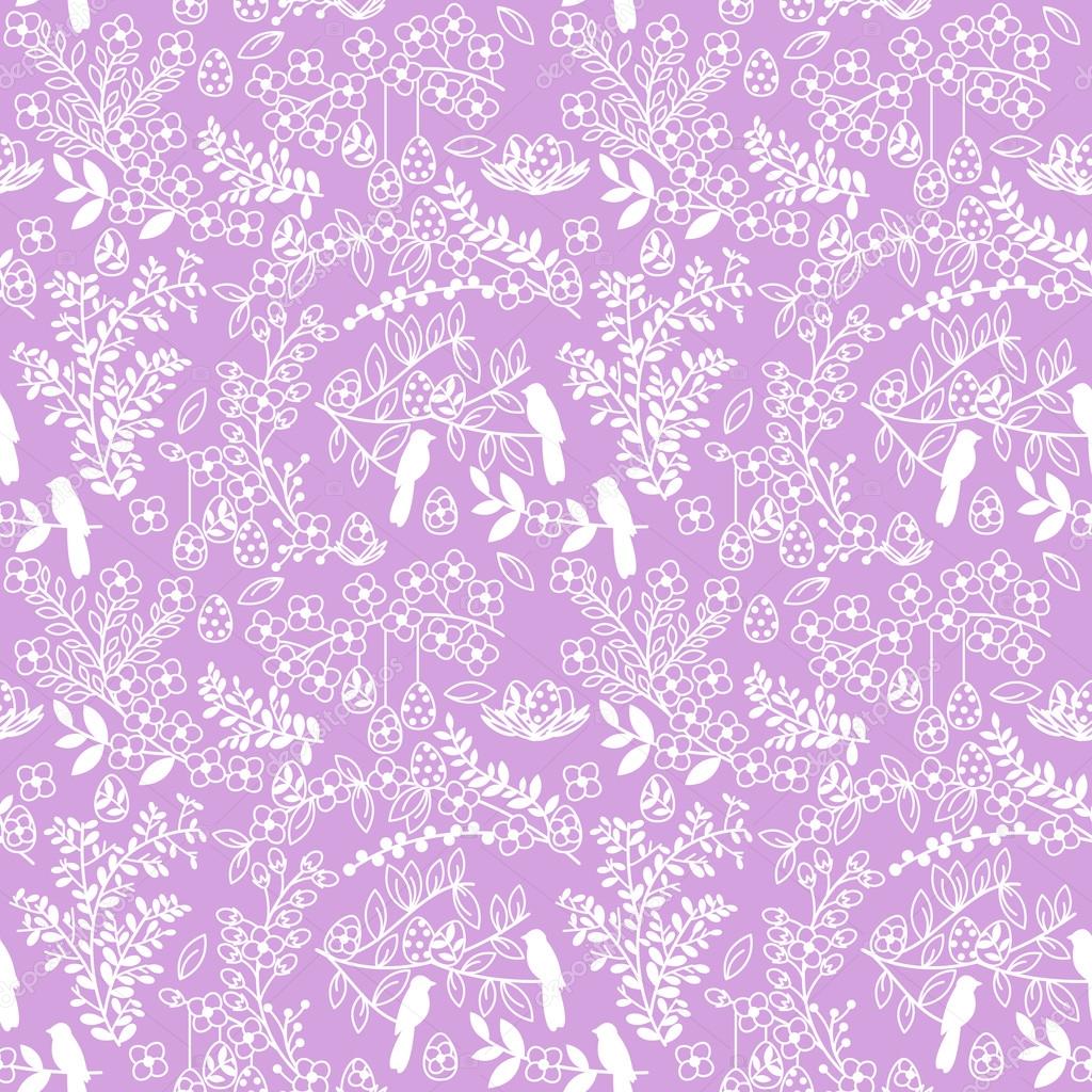 Vector Seamless Tileable Easter Background Pattern with Flowers