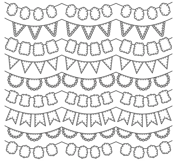 Collection vectorielle de Black Line Art Bunting — Image vectorielle