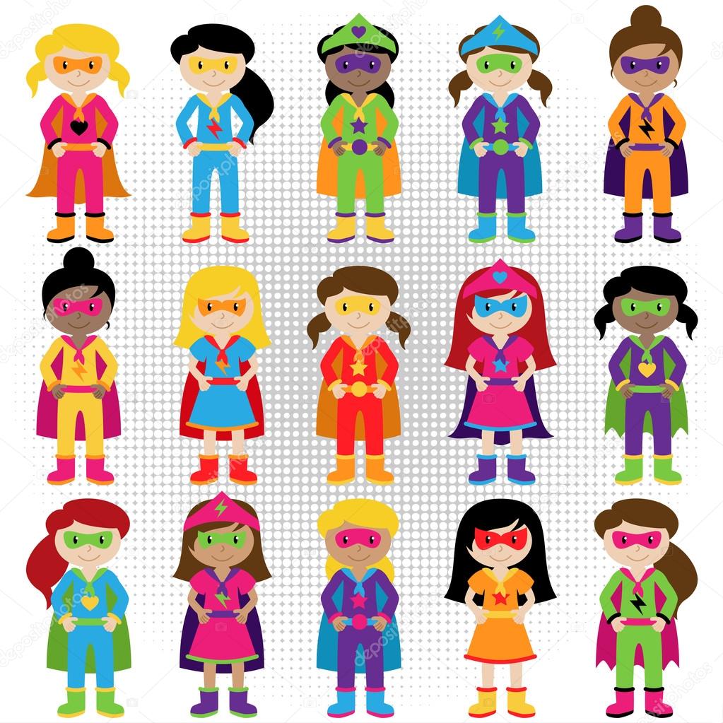 Collection of Diverse Group of Superhero Girls, matching boy superheroes in portfolio