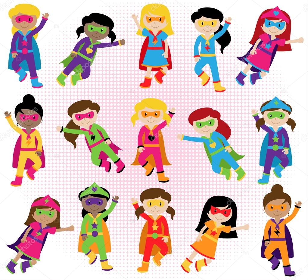 Collection of Diverse Group of Superhero Girls, matching boy superheroes in portfolio