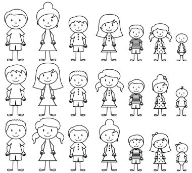 Set of Cute and Diverse Stick People in Vector Format vector
