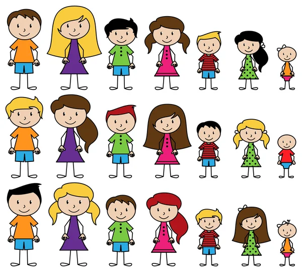 Vector Collection of Diverse Stick People in Vector Format — Stock Vector