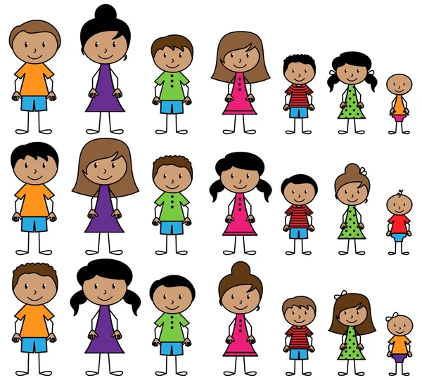 Vector Collection of Diverse Stick People in Vector Format — Stock Vector