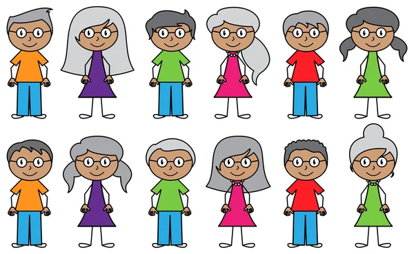 Vector Collection of Diverse Stick People in Vector Format — Stock Vector