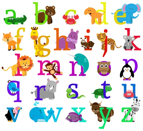 Alphabet thématique animal vecteur — Image vectorielle