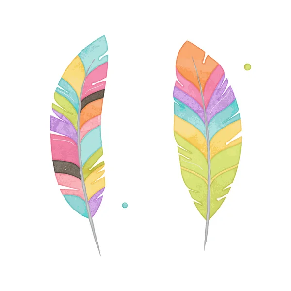 Vector Set of Watercolor Style Feathers — Stock Vector