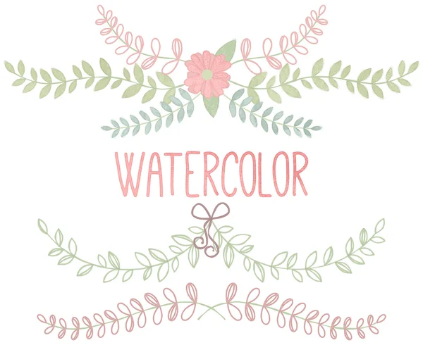 Vector Collection of Watercolor Style Laurels and Botanicals — Stock Vector
