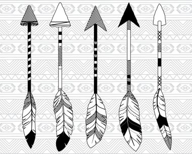 Vector Collection of Stylized Tribal Feather Arrows