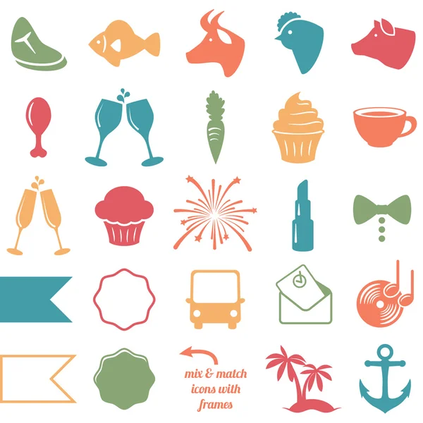 Vector Set of Wedding Themed Icons and Badges — Stock Vector