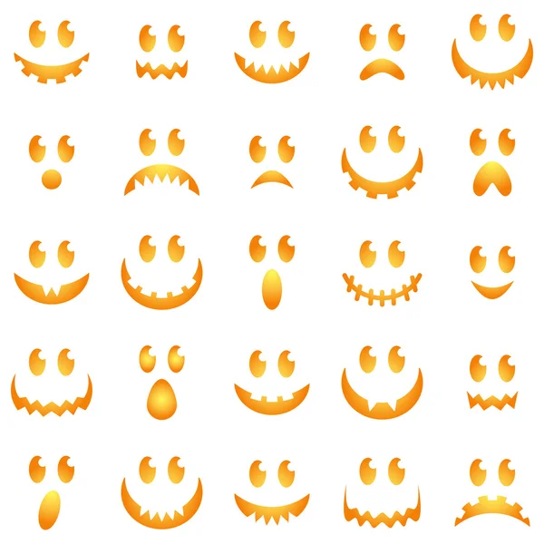 Vector collectie van griezelige Halloween geest en pompoen gezichten — Stockvector