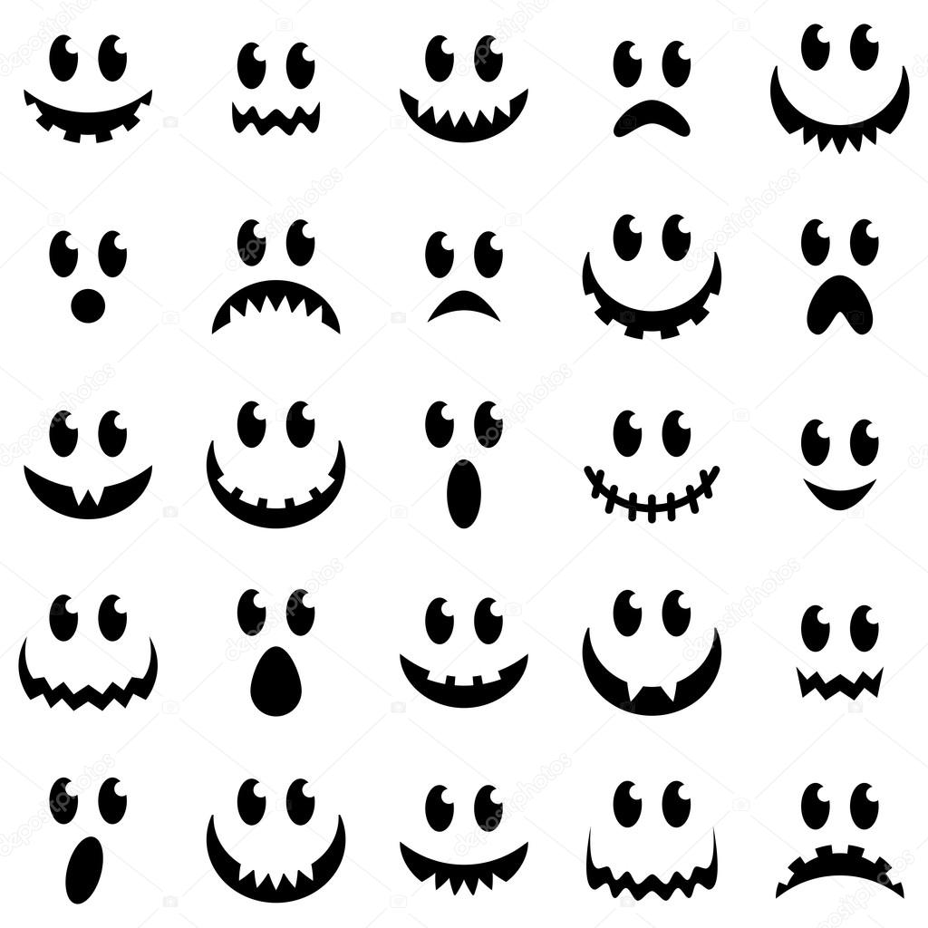 Vector Collection of Spooky Halloween Ghost and Pumpkin Faces