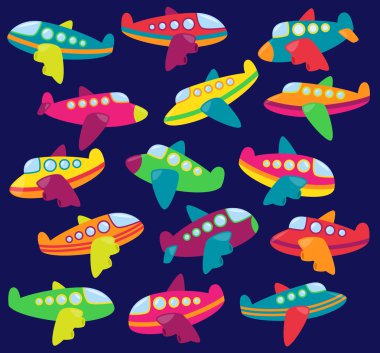 Vektör topluluğu şirin uçaklar veya uçak oyuncak