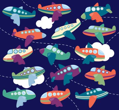 Vektör topluluğu şirin uçaklar veya uçak oyuncak