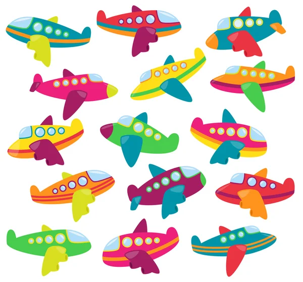 Vector Collection of Cute Airplanes or Airplane Toys — Stock Vector