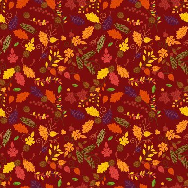 Sonbahar, sonbahar veya Şükran vektör çiçek deseni - kesintisiz ve Tileable