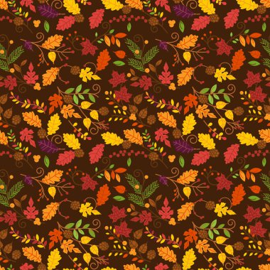 Sonbahar, sonbahar veya Şükran vektör çiçek deseni - kesintisiz ve Tileable