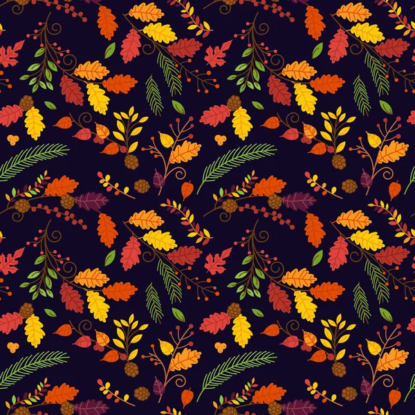 Fall, Autumn or Thanksgiving Vector Flower Pattern - Seamless and Tileable — Stock Vector