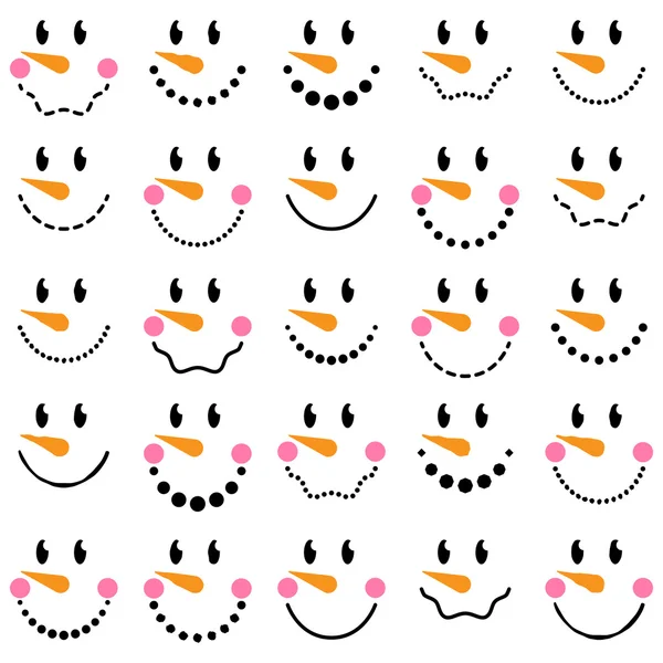 Vector collectie van leuke Snowman gezichten — Stockvector
