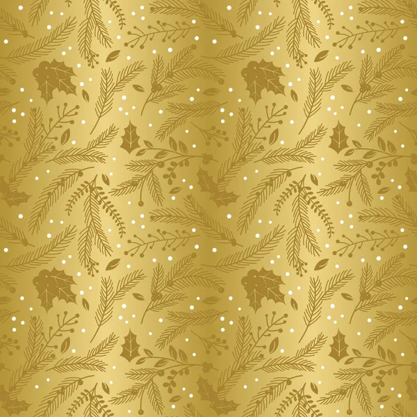 Naadloze Vector patroon van Faux goud folie Christmas Holiday Florals — Stockvector